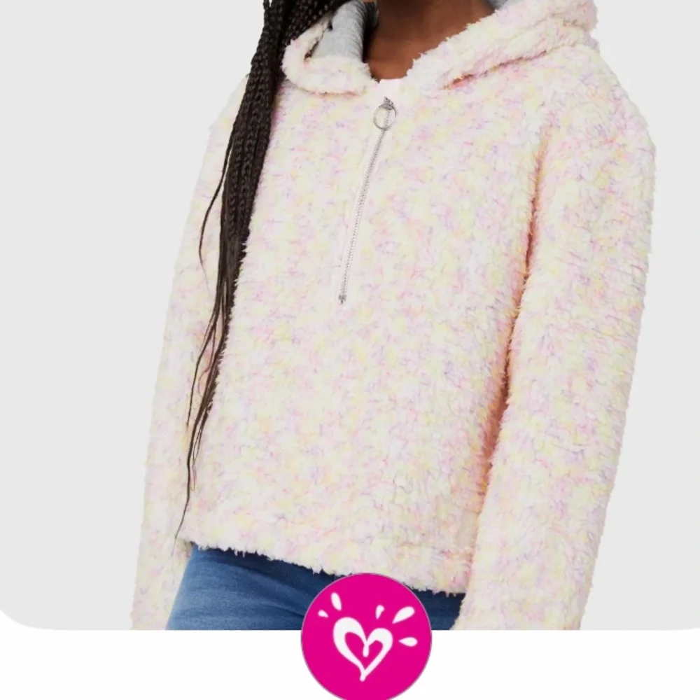 Justice Girls Sherpa Fuzzy Half Zip Hoodie Pullover Pastel Size 7/8